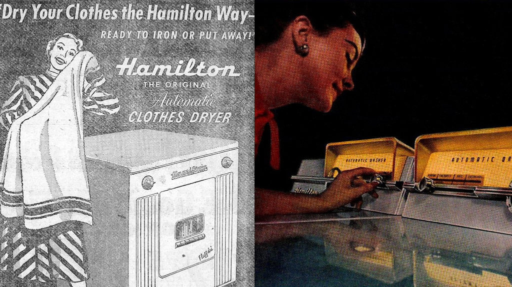 Publicités pour sèches linges automatique Hamilton