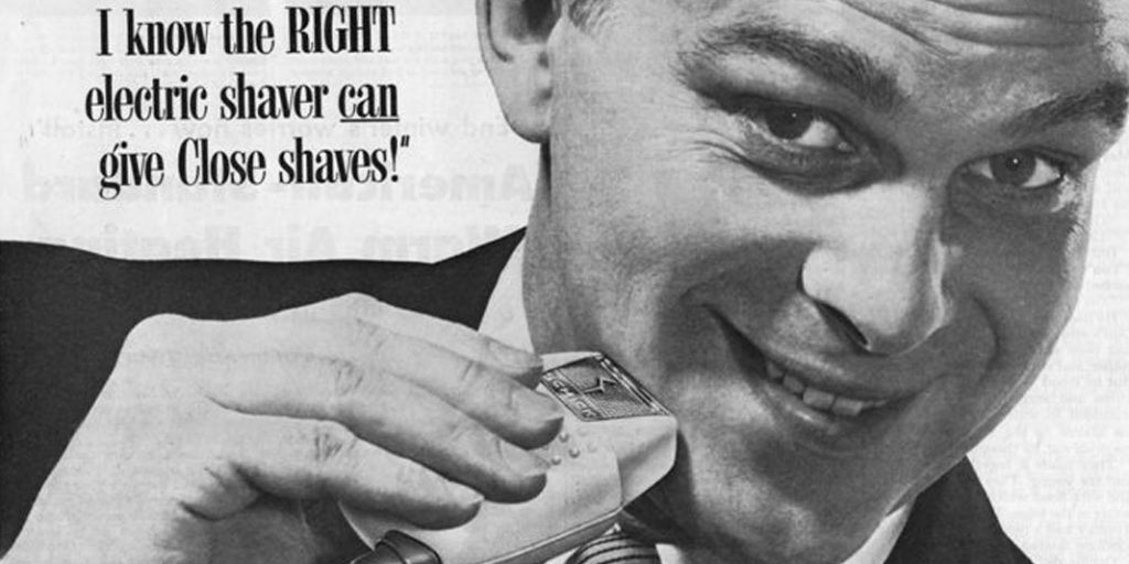 Publicité américaine pour le rasoir électrique Schick 20, en 1953